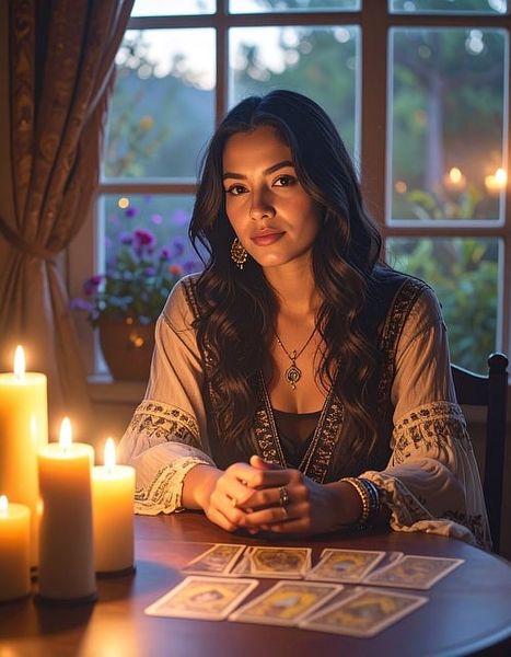 Mazzo di tarocchi su tavolo antico